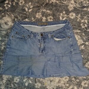 HANDMADE Light Blue Denim pleated Mini Skirt
